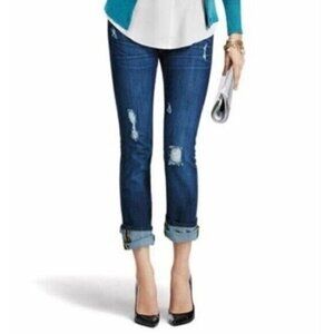 CAbi 3045 Slim Boyfriend Distressed Jeans Dark Wash